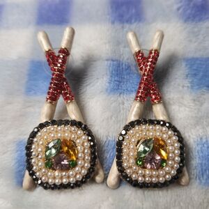 Elegant Sushi and Gemstone Earrings